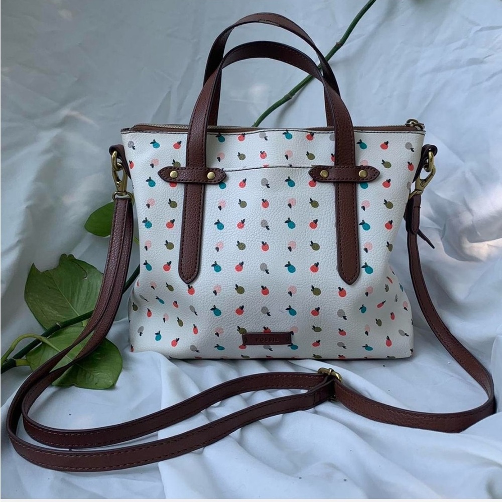 Brown and White Patterned Women's Bag